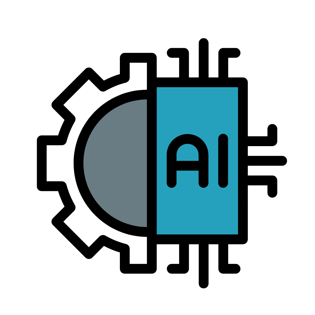 AI and gear symbol representing the integration of artificial intelligence with mechanical systems